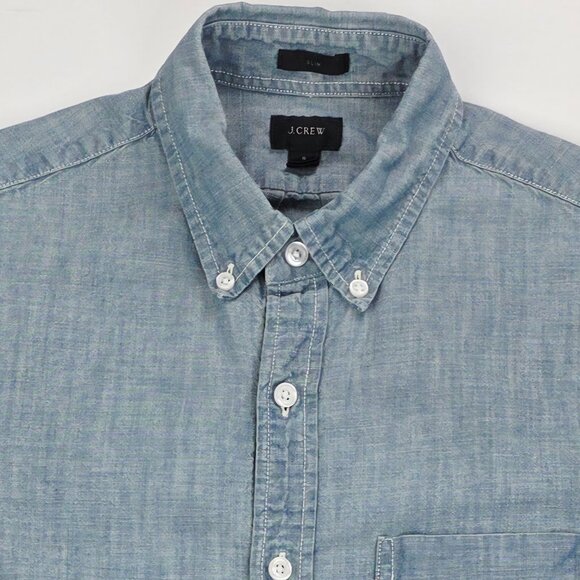 J. Crew Slim Blue Denim Style Button Down Long Sleeve Mens Sz Small Cotton Shirt - Picture 6 of 9